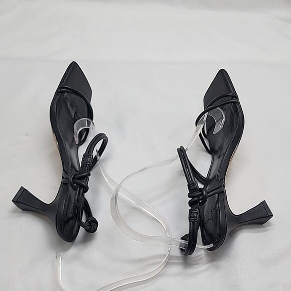 š„MARC FISHERš„PADDED CALINDA BLACK ANKLE STRAP HEELED SANDALS WOMENS 5 NWOB - Picture 12 of 16